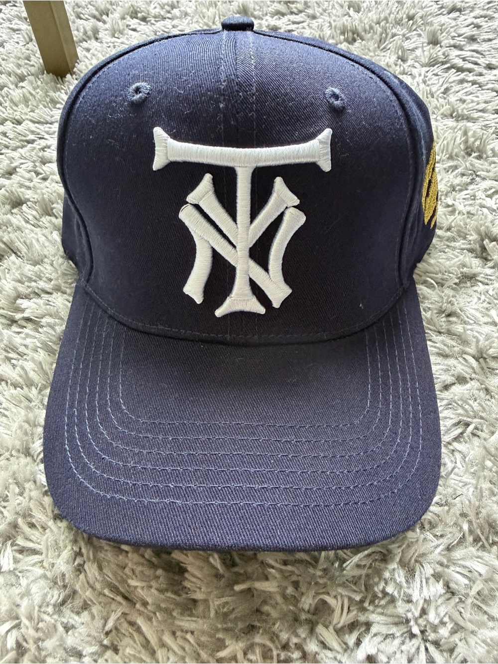 Men's Navy Curved-Brim Baseball Cap with White Front Embroidery